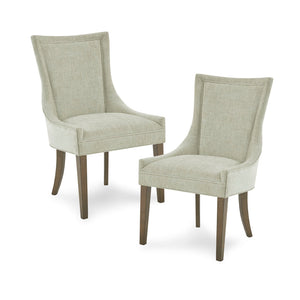 English Elm Dining Side Chair Set of 2 with High Back Upholstery, Solid Wood Grey Legs, Cushioned Comfort and Classic Style Light Green Multi 26 L x 28.25 W x 25 H B03548910