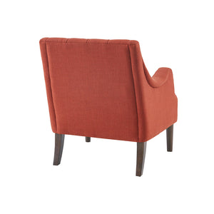 English Elm Button Tufted Accent Chair Madison Park Qwen Vintage Spice Upholstered Serpentine Arms, Espresso Legs | Stylish Comfort B03548571