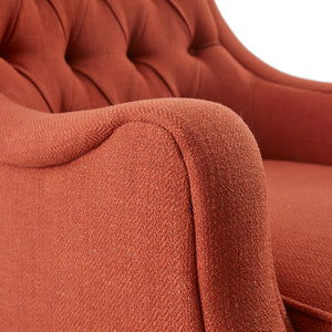 English Elm Button Tufted Accent Chair Madison Park Qwen Vintage Spice Upholstered Serpentine Arms, Espresso Legs | Stylish Comfort B03548571
