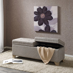English Elm Soft Close Upholstered Storage Bench with Reclaimed Wood Legs for Bedroom Entryway B03548742
