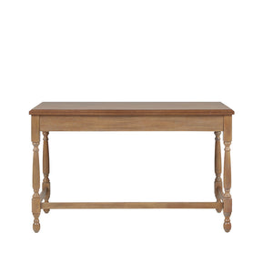 English Elm Solid Wood Tabitha Desk with Reclaimed Natural Finish, Turned Legs, Single Drawer & Metal Glides B03549013