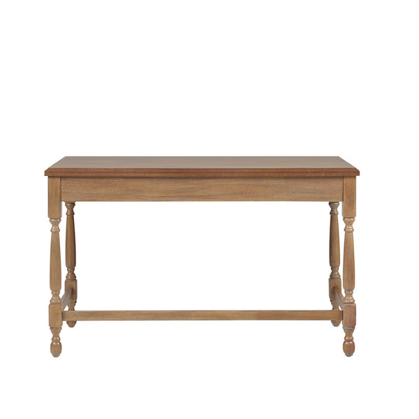 English Elm Solid Wood Tabitha Desk with Reclaimed Natural Finish, Turned Legs, Single Drawer & Metal Glides B03549013