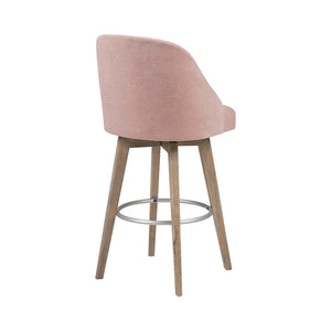 English Elm Counter Stool Pearce Swivel Barrel Seat with Reclaimed Gray Wood Legs and Matte Silver Footrest Pink 25.25 L x 25.25 W x 20 H B03548732