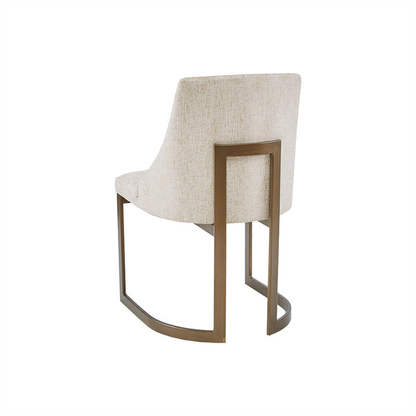 English Elm 21'' Modern Parsons Dining Chairs Set of 2 in Cream Polyester Upholstery with Antique Gold Metal Legs, Comfortable Foam Seats and Sleek Contemporary Design B03548769