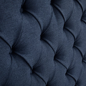 English Elm Upholstery Navy Queen Tufted Wingback Headboard with Nailhead Trim, Foam-Padded Elegant Support B03548797