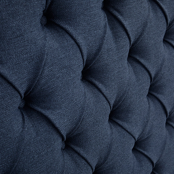 English Elm Upholstery Navy Queen Tufted Wingback Headboard with Nailhead Trim, Foam-Padded Elegant Support B03548797