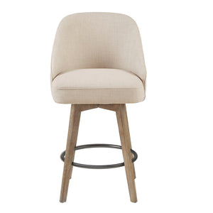 English Elm Counter Stool Carson Upholstered Swivel Wingback with Reclaimed Grey Legs and Bronze Kickplate Elegance Sand 25.5 L x 25.5 W x 20 H B03548715