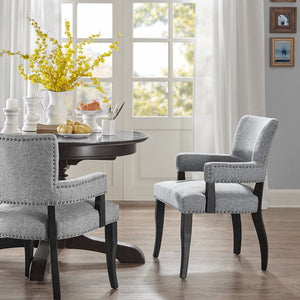 English Elm Arm Dining Chair with Nailhead Trim Rubberwood Frame and High Density Foam Seat B03548533