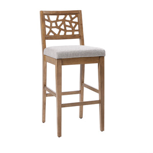 English Elm Counter Stool Cracked Ice Oak Veneer Upholstered Counter Stool with Foam Seat, Carmel Oak Finish, Modern Comfort B03548520