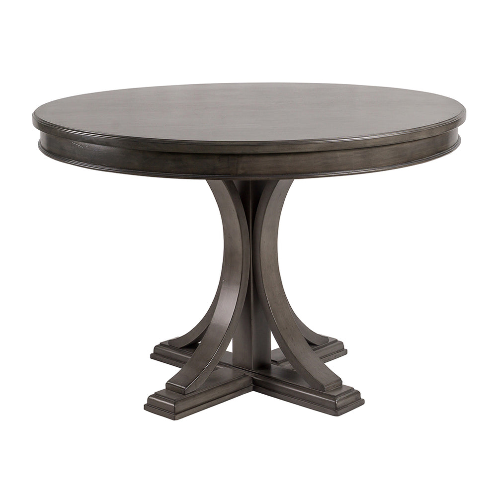 English Elm 44" Round Dining Table Helena - 44" Grey Chardon Wood Finish, Distressed Edge, Solid Poplar Design, Timeless Elegance B03548932