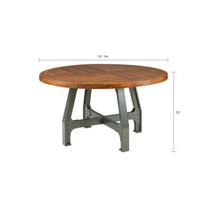 English Elm Lancaster Round 54" Dining/Gathering Table - Solid Acacia Wood Top, Amber & Graphite Industrial Charm B03548454