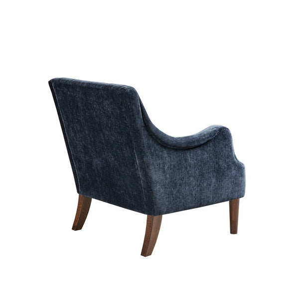 English Elm Button Tufted Accent Chair Madison Park Qwen - Vintage Button-Tufted Upholstery, Removable Cushion, Dark Wood Legs B03548585