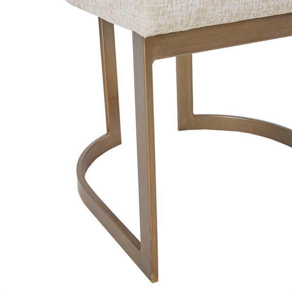 English Elm 21'' Modern Parsons Dining Chairs Set of 2 in Cream Polyester Upholstery with Antique Gold Metal Legs, Comfortable Foam Seats and Sleek Contemporary Design B03548769