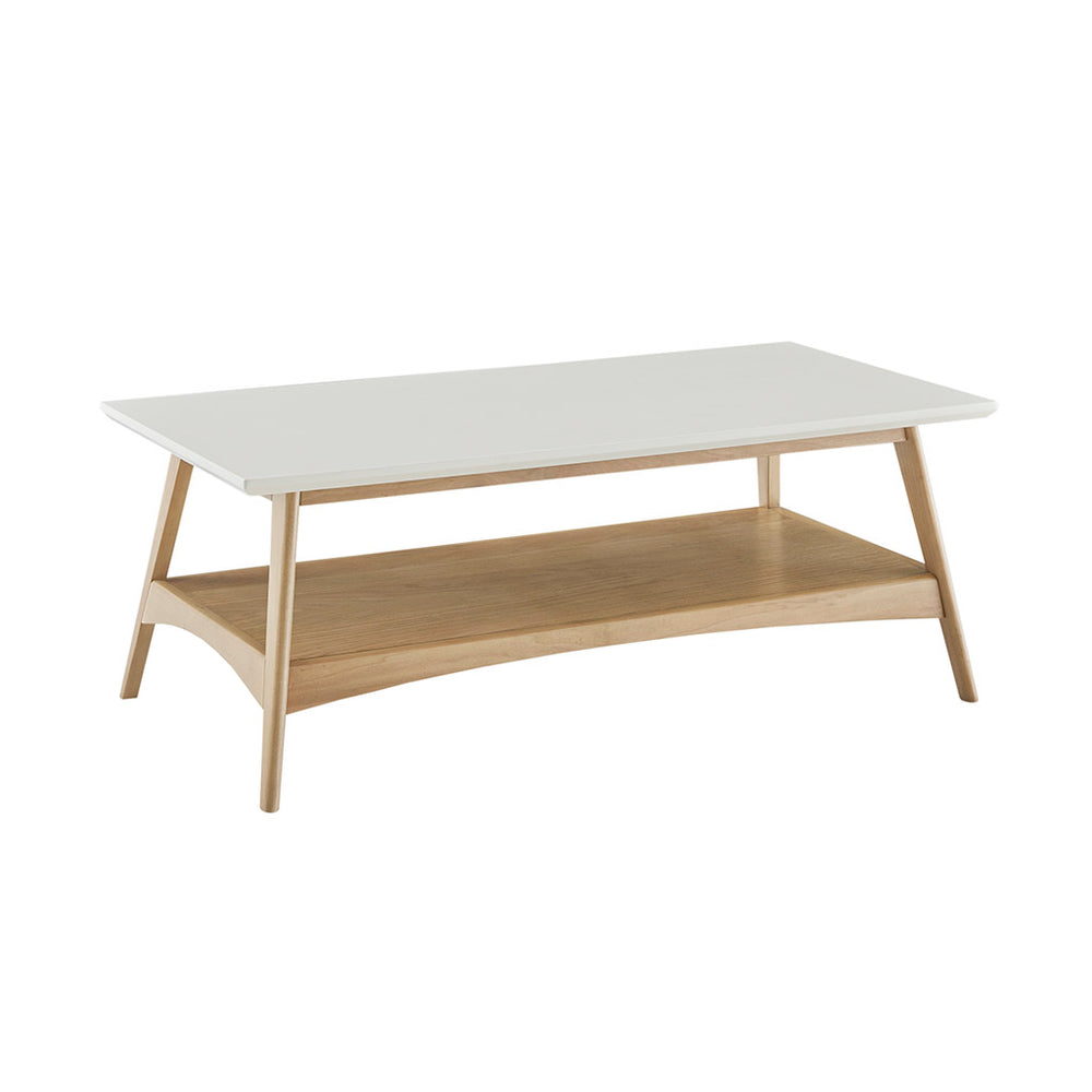 English Elm Coffee Madison Park Parker Coffee Table with Two-Tone Mid-Century Solid Wood Frame and Shelf Storage Off-White+Natural 29.5 L x 53.75 W x 7 H B03548836