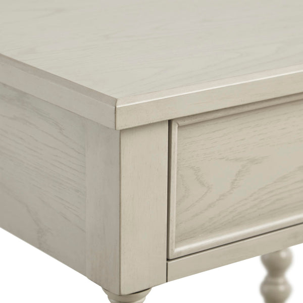 English Elm Nightstand Beckett Antique Cream Whitewash Farmhouse Accent Table with Drawer & Lower Shelf, Solid Wood B03548941