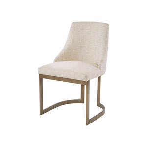 English Elm 21'' Modern Parsons Dining Chairs Set of 2 in Cream Polyester Upholstery with Antique Gold Metal Legs, Comfortable Foam Seats and Sleek Contemporary Design B03548769