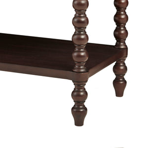 English Elm 2 Drawer Accent Chest Beckett Farmhouse Console with Turned Wood Legs, Double Drawer & Open Shelf Morocco Brown 18 L x 39.75 W x 25 H B03548934