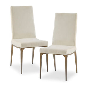 English Elm Captiva Cream Upholstered Dining Side Chairs Set of 2 with Antique Bronze Curved Metal Legs, 300 lb Capacity B03548764