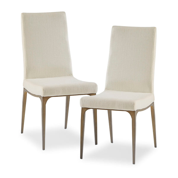 English Elm Captiva Cream Upholstered Dining Side Chairs Set of 2 with Antique Bronze Curved Metal Legs, 300 lb Capacity B03548764