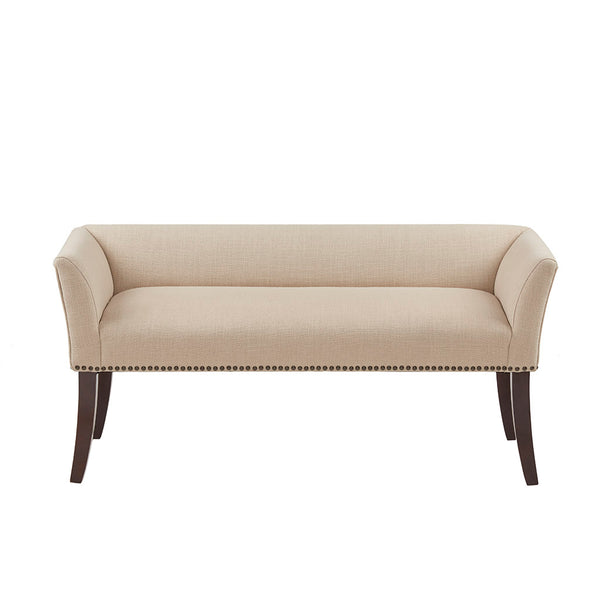 English Elm Accent Welburn Upholstered Bench with Nailhead Trim and Light Wood Legs — Chic Entryway Seat, 49.5"W Tan 20.5 L x 50.5 W x 12.75 H B03548745