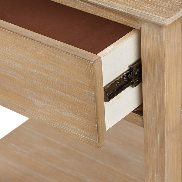 English Elm Victoria Rustic Nightstand with Drawer & Lower Shelf, Light Natural Wood Finish, Sturdy Rubberwood Legs B03548940