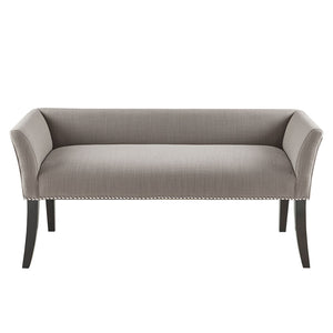 English Elm Accent Welburn Upholstered Bench with Nailhead Trim and Light Wood Legs — Chic Entryway Seat, 49.5"W Grey 20.5 L x 50.5 W x 12.75 H B03548744