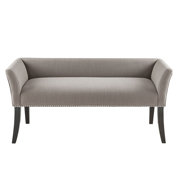 English Elm Accent Welburn Upholstered Bench with Nailhead Trim and Light Wood Legs — Chic Entryway Seat, 49.5"W Grey 20.5 L x 50.5 W x 12.75 H B03548744