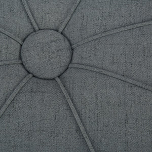 English Elm 48" Ferris Oversized Oval Ottoman in Charcoal Flannel Polyester with Button Tufting and Welting Blue 33 L x 49 W x 18.7 H B03548601