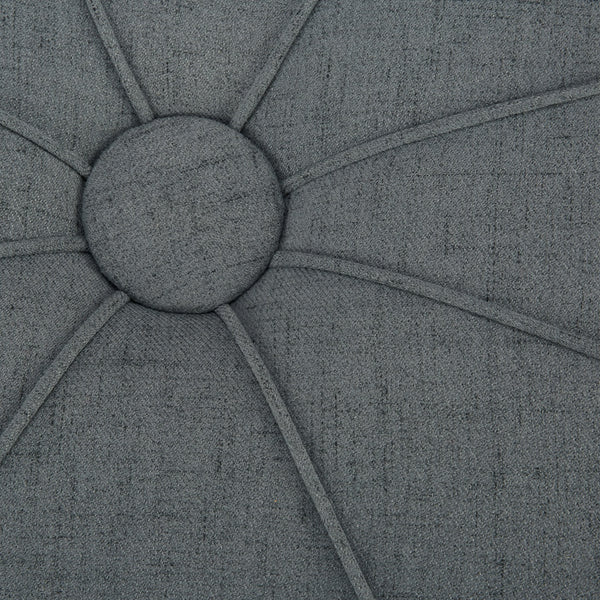 English Elm 48" Ferris Oversized Oval Ottoman in Charcoal Flannel Polyester with Button Tufting and Welting Blue 33 L x 49 W x 18.7 H B03548601