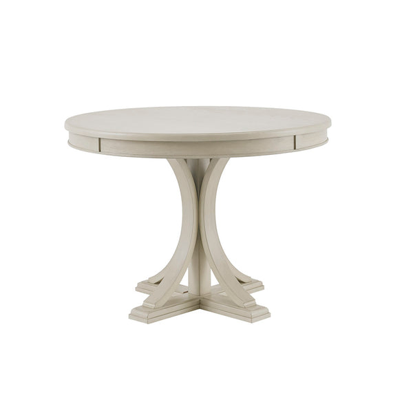 English Elm 44" Round Dining Table Antique Cream Finish, Solid Wood Veneer Top, Seats 4, Traditional Charm B03548933