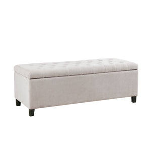 English Elm Tufted Shandra II Storage Bench with Button Top, Espresso Wood Legs, Soft Upholstery & Hidden Compartment B03548755