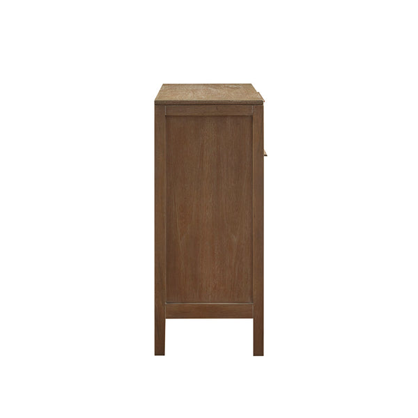 English Elm Palisades Reclaimed Wood 2-Door Woven Accent Chest with Cane Webbing, Hidden Locks & Drawer Storage B03548878