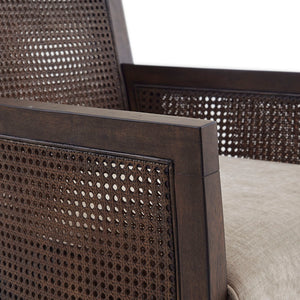 English Elm Cane Diedra Armchair with Espresso Cane Back & Tan Foam Cushion — Farmhouse Accent Chair, 300lb Capacity B03548572