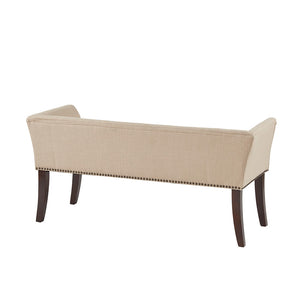 English Elm Accent Welburn Upholstered Bench with Nailhead Trim and Light Wood Legs — Chic Entryway Seat, 49.5"W Tan 20.5 L x 50.5 W x 12.75 H B03548745