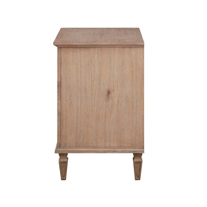 English Elm Victoria Nightstand — French Country Wire-Brushed Birch Veneer, Antique Silver Pulls, Glide Drawer, Shelf B03548937