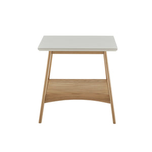 English Elm End Madison Park Parker End Table Mid-Century Two-Tone Solid Wood Frame Off-White Top with Shelf B03548837