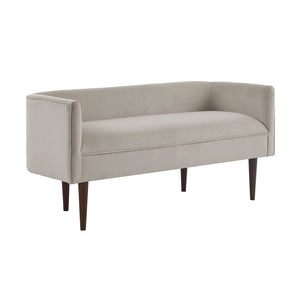 English Elm Farrah Cream Velvet Accent Bench with Low Back & Dark Wood Legs, 49" Wide Transitional Seating B03548752