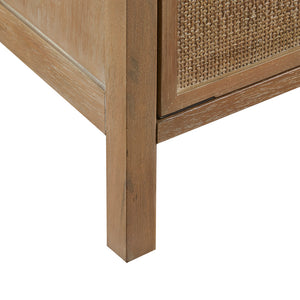 English Elm Palisades Reclaimed Wood 2-Door Woven Accent Chest with Cane Webbing, Hidden Locks & Drawer Storage B03548878