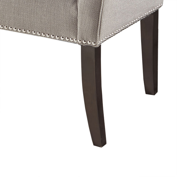 English Elm Accent Welburn Upholstered Bench with Nailhead Trim and Light Wood Legs — Chic Entryway Seat, 49.5"W Grey 20.5 L x 50.5 W x 12.75 H B03548744
