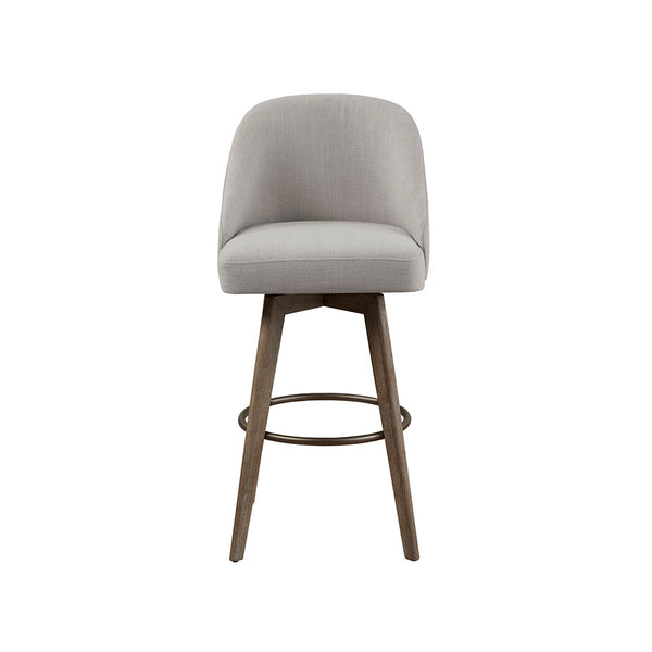 English Elm Bar Pearce Swivel Counter Stool with Reclaimed Grey Wood Legs, Matte Metal Ring Footrest, Upholstered Seat Grey 25.25 L x 28.75 W x 19 H B03548717