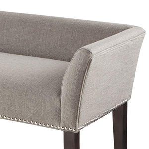 English Elm Accent Welburn Upholstered Bench with Nailhead Trim and Light Wood Legs — Chic Entryway Seat, 49.5"W Grey 20.5 L x 50.5 W x 12.75 H B03548744