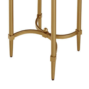 English Elm Bordeaux Round Marble Top End Table with Gold Metal Legs — Elegant Traditional Accent for Living Room White+Gold 16.89 L x 24.25 W x 6.5 H B03548928