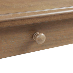 English Elm Solid Wood Tabitha Desk with Reclaimed Natural Finish, Turned Legs, Single Drawer & Metal Glides B03549013