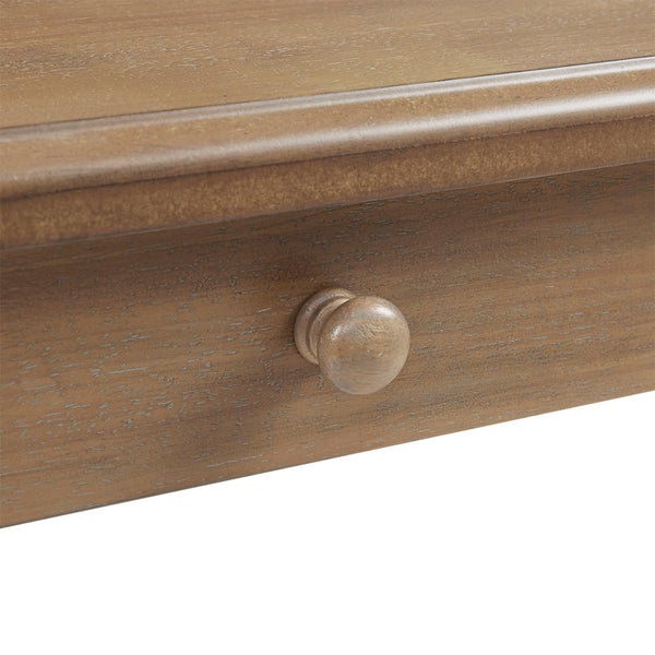 English Elm Solid Wood Tabitha Desk with Reclaimed Natural Finish, Turned Legs, Single Drawer & Metal Glides B03549013