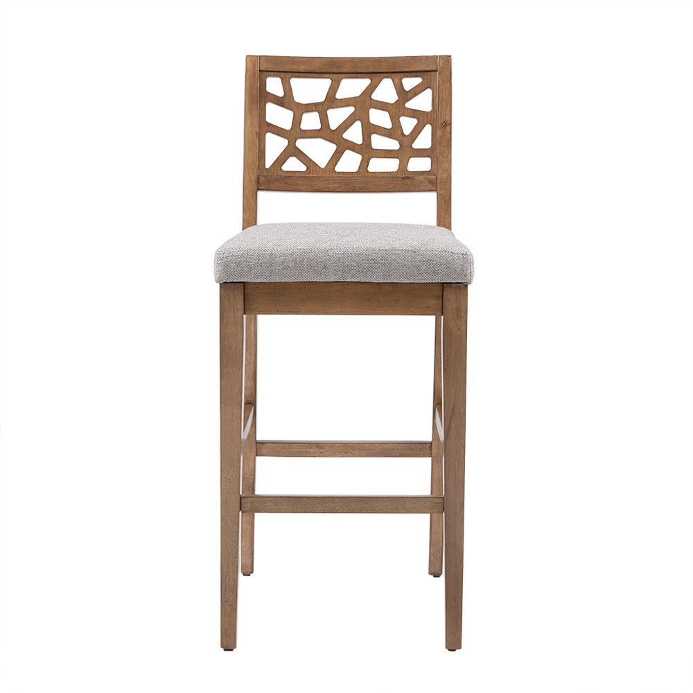 English Elm Counter Stool Cracked Ice Oak Veneer Upholstered Counter Stool with Foam Seat, Carmel Oak Finish, Modern Comfort B03548520