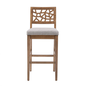 English Elm Counter Stool Cracked Ice Oak Veneer Upholstered Counter Stool with Foam Seat, Carmel Oak Finish, Modern Comfort B03548520