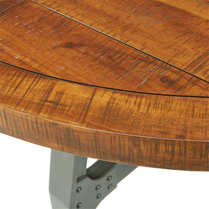English Elm Lancaster Round 54" Dining/Gathering Table - Solid Acacia Wood Top, Amber & Graphite Industrial Charm B03548454