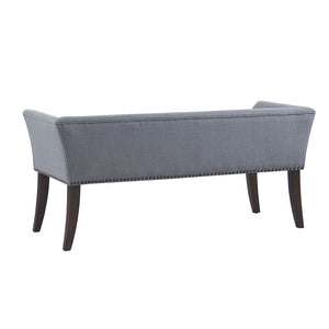 English Elm Accent Welburn Upholstered Bench with Nailhead Trim and Light Wood Legs — Chic Entryway Seat, 49.5"W Slate Blue 20.5 L x 50.5 W x 12.75 H B03548748