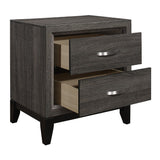 English Elm Contemporary Styling Gray Finish 1 Piece Nightstand Dovetail Drawers Unique Bedroom Furniture