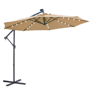 English Elm 10 Ft Cantilever Outdoor Patio Umbrella with 32 Solar Led Lights Upf 50 Steel Frame W41917531